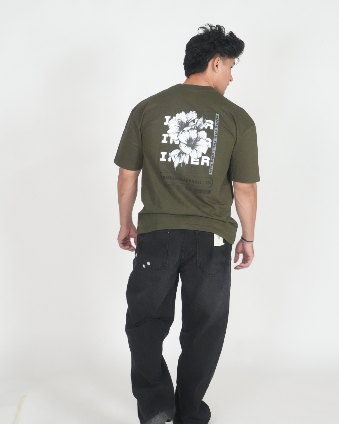 Olive green Inner power 240 GSM Oversized tshirt