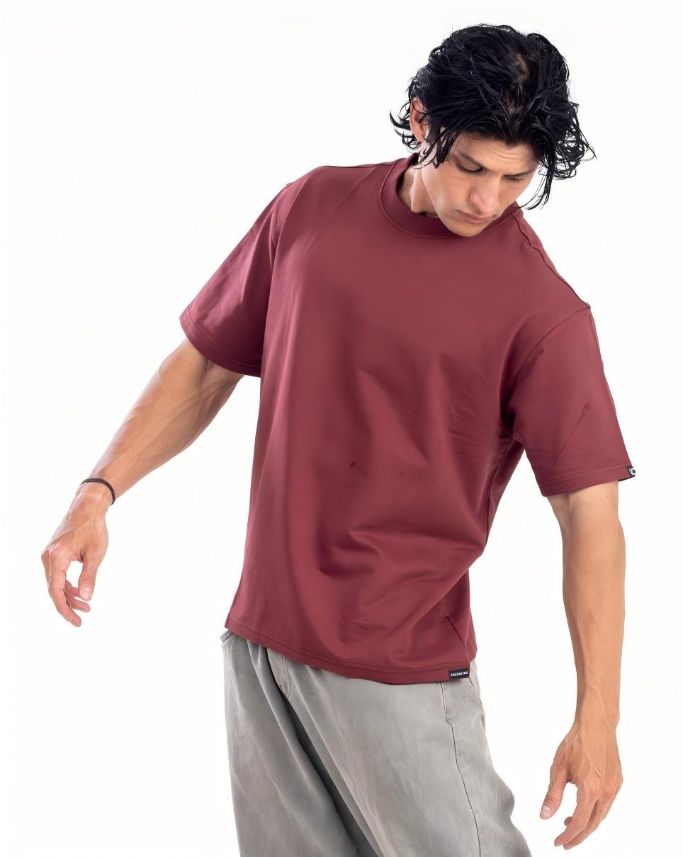 Mocha Round Neck Oversized Tshirt - 100% Cotton (260 GSM heavy weight)