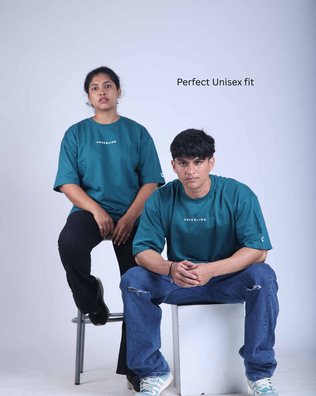 240 GSM teal Solid Oversized Tshirt