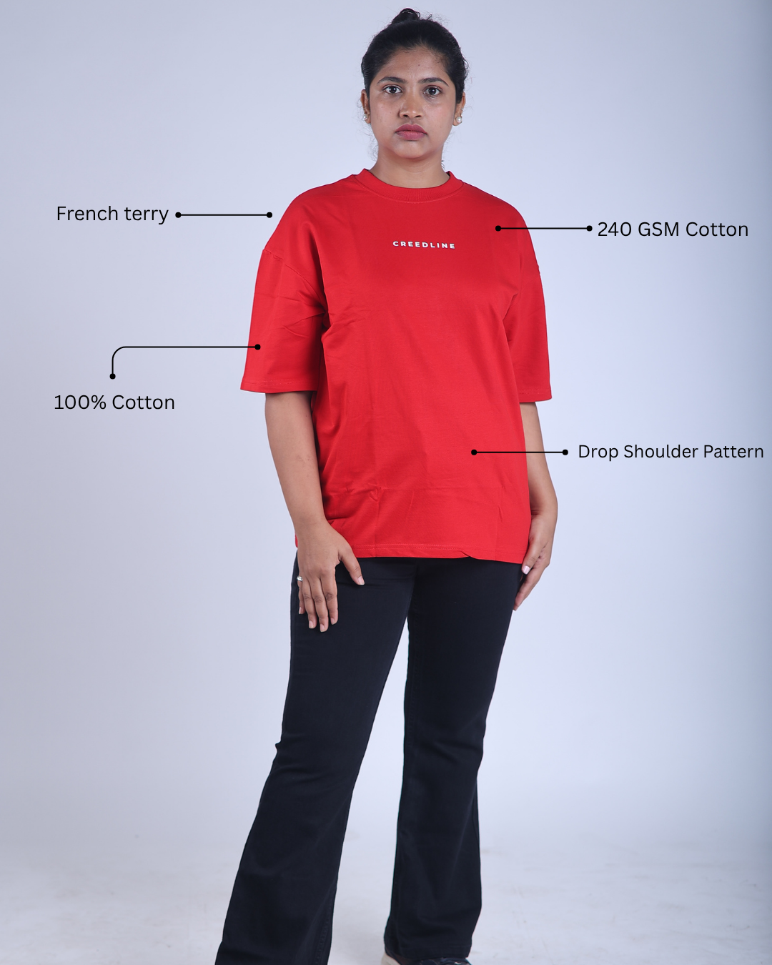 Red Solid Oversized Tshirt - (Red Solid)