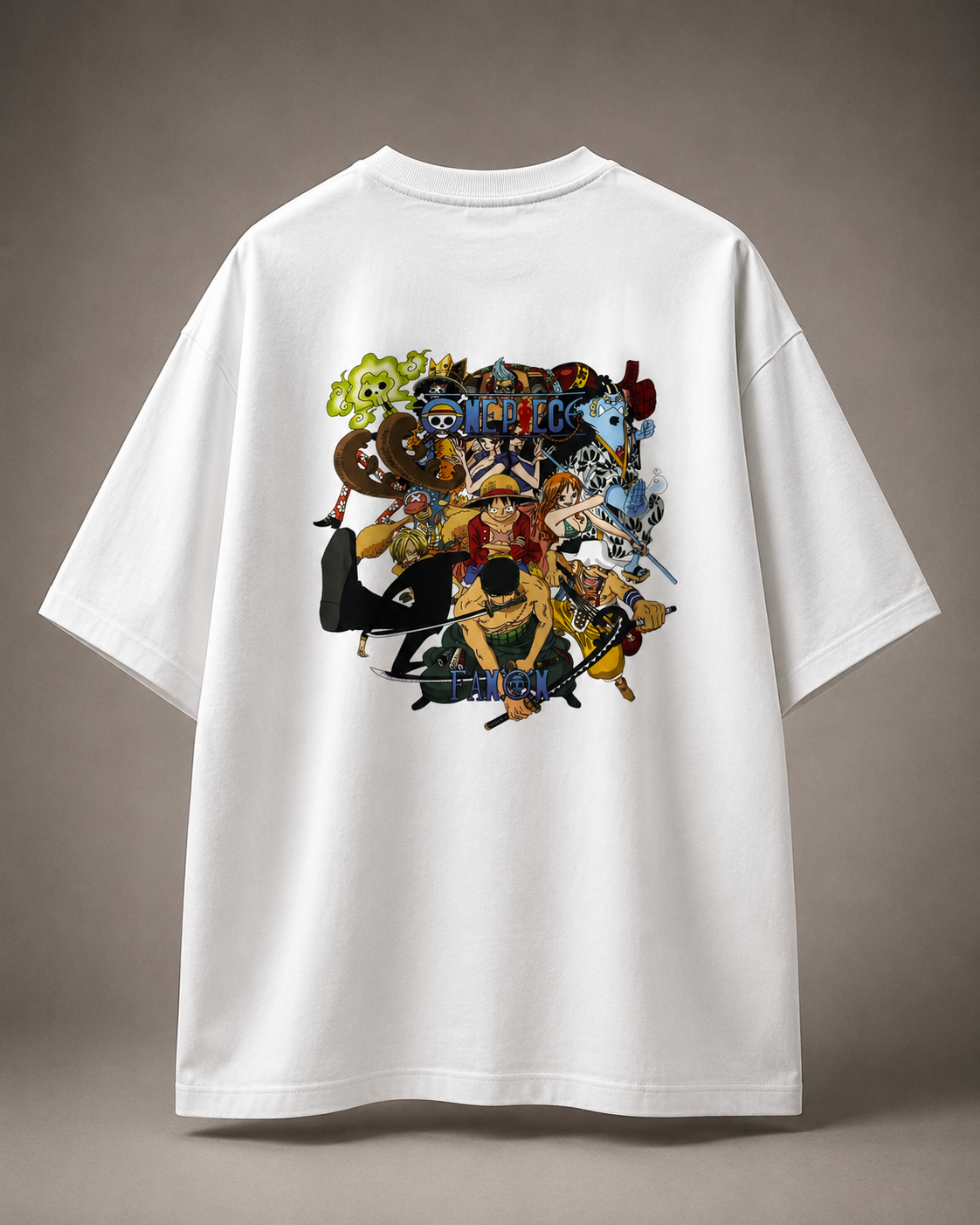 Short & direct One Piece Crew Oversized Tee — White