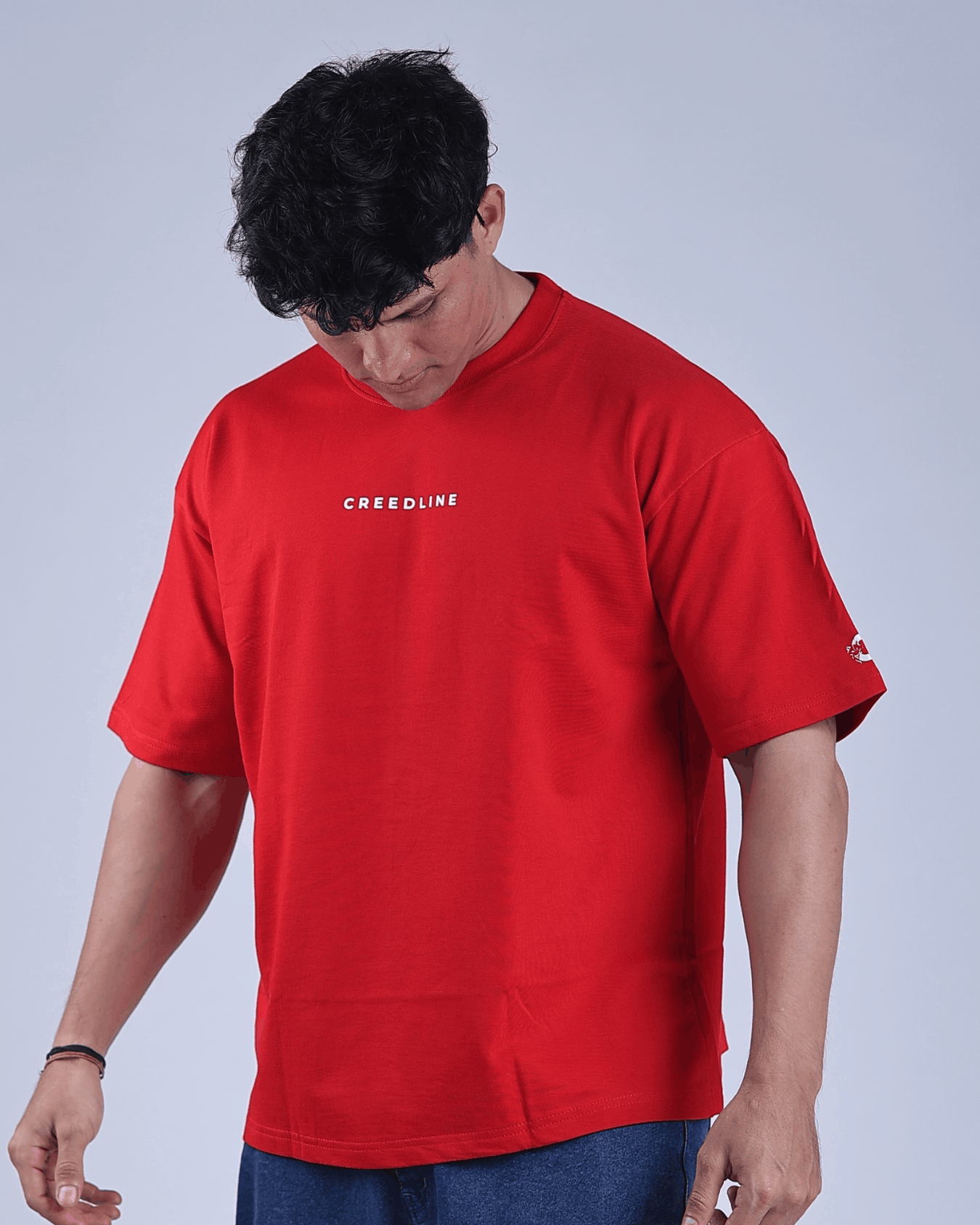 Red Oversized Solid Tshirt